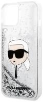 Чехол Karl Lagerfeld Liquid glitter NFT Karl head Hard для iPhone 14 Plus, цвет Серебристый (KLHCP14MLNKHCH)