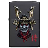 Оригинальная бензиновая зажигалка ZIPPO 49259 Samurai Helmet Design с покрытием Black Matte - Самурайский шлем