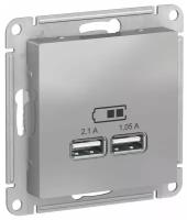 Розетка USB SCHNEIDER ELECTRIC ATLASDESIGN, 5В/2,1 А, 2х5В/1,05 А,механизм, алюминий