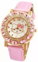 Часы из аниме Хеллоу Китти Hello Kitty темно-розовые с камнями