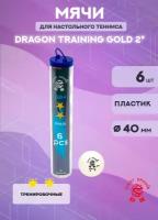 Мячи Dragon Training Gold 2* (6 шт, белые) в тубусе