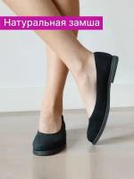 Балетки женские натуральная кожа туфли кожаные без каблука, Reversal, 603207_Черный-(Черный)-38