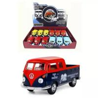 Металлическая машинка Kinsmart 1:34 1963 Volkswagen Bus Double Cab Pickup (Delivery) KT5396D инерционная / Красный