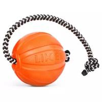 Мячик для собак LIKER Мячик Лайкер Корд на шнуре (6285), оранжевый