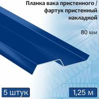 Планка вака 80 мм (RAL 5005) 1,25 м 5 штук фартук пристенный накладной синий