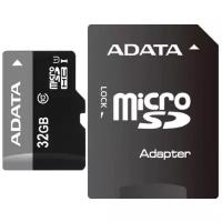 Карта памяти ADATA microSDHC 32 ГБ Class 10, V10, A1, UHS-I, адаптер на SD, 1 шт., черный