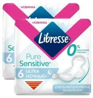 Libresse Прокладки Pure Sensitive Ultra Ночные гигиенические, 2 уп. x 6 шт /