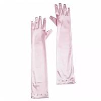 Розовые перчатки со стразами (детские) (9692) 15 см