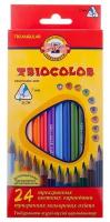 Карандаши цветные 24 цвета Koh-I-Noor Triocolor (L=175мм, D=7мм, d=3.2мм, 3гр) картонная упаковка (3134024004KSRV), 6 уп