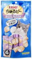 Лакомства для кошек Japan Premium Pet INABA в виде запечённых трубочек с начинкой на основе желтоперого тунца и курицы, 10 г х 4 пакетика