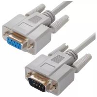 Greenconnect Удлинитель 1.0m RS-232/RS-232 9M/9F, Premium GCR-DB9CM2F-1.0m, серый 30 AWG