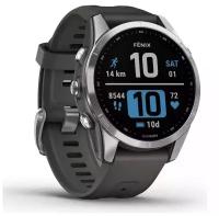 Часы Garmin Fenix 7s серебристый с графитовым силиконовым ремешком, 010-02539-01