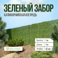 Сетка рабица Зелёный забор, калифорнийская изгородь, высота 1м, длина 1м, ячейка 42мм