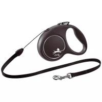 Поводок-рулетка для собак Flexi Black Design M тросовый 5 м серый