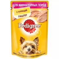 Влажный корм Pedigree для собак мелких пород паштет курица 80г