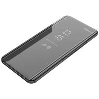 Чехол-книжка MyPads для Samsung Galaxy S10 SM-G973F с дизайном Clear View Cover с полупрозрачной пластиковой крышкой с зеркальной поверхностью черный