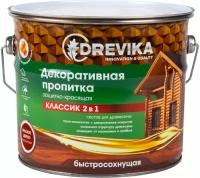 Декоративная пропитка для дерева Drevika Классик 2 в 1, полуматовая, 2,7 л, красное дерево