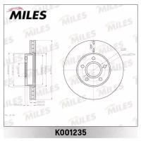 Тормозной диск передний MILES K001235 для Volvo S40, Ford Focus, Ford Focus C-Max, Ford C-Max