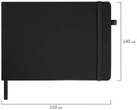 Скетчбук, черная бумага 140 г/м2 210х148 мм, 80 л, кожзам, резинка, карман, BRAUBERG ART, черный