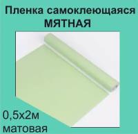 Немецкая самоклеящаяся плотная пленка ПВХ для мебели, для дизайна и интерьера. Матовая. Мятная. 0,5х2 м