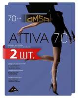 Колготки Omsa Attiva, 70 den, 2 шт., размер 5XL, черный