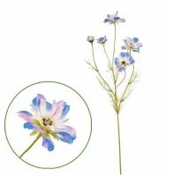 Искусственные цветы космея кустовая фиолетово-голубая 83 см для декора