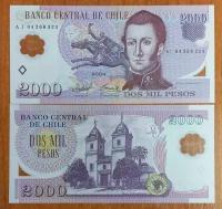 Банкнота Чили 2000 песо 2004 года. Полимер. UNC