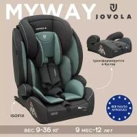 Автокресло-трансформер JOVOLA MyWay ISOFIX, бустер, группа 1,2,3, 9-36 кг, серый-зеленый