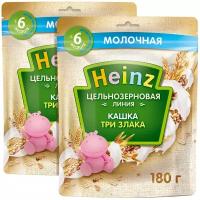 Каша Heinz молочная цельнозерновая 3 злака, с 6 месяцев, 180 г, 2 уп