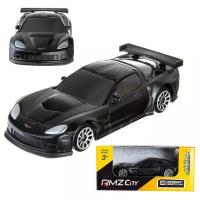 Машинка металлическая Uni-Fortune RMZ City 1:64 Chevrolet Corvette C6R, без механизмов, черный матовый цвет, 9x4x4см