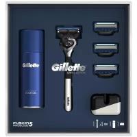 Набор Gillette подарочный: гель для бритья Fusion Ultra Sensitive 75 мл, подставка, бритвенный станок Fusion5 ProGlide Flexball (ограниченная серия с хромированной ручкой)