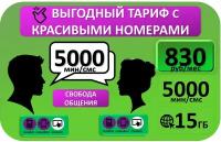 СИМ карта с безлимитным интернетом раздача wi-fi, 600мин/300смс, 12.76р/сут