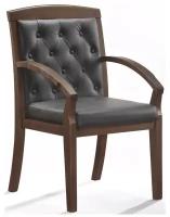 Конференц-кресло BN-Mb-Echair-422 KR рецикл. кожа черн, тем. орех