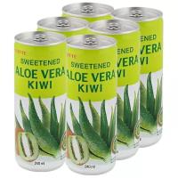 Lotte Aloe Vera Напиток сокосодержащий, со вкусом киви, безалкогольный, негазированный, с мякотью алоэ, 6 шт по 240 мл