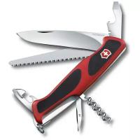 Нож перочинный VICTORINOX RangerGrip 55, 130 мм, 12 функций, с фиксатором лезвия, красный с чёрным