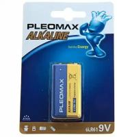 Батарейка алкалиновая Pleomax, 6LR61-1BL, 9В, крона, блистер, 1 шт