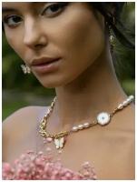 Колье Soti designer jewerly, с барочным жемчугом, позолота