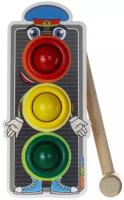 WoodLand Toys Стучалка-сортер «Светофор», с молотком, шар: 3 см