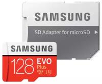 Карта памяти Samsung microSDXC 32 ГБ Class 10, UHS-I U1, R/W 80/20 МБ/с, адаптер на SD, 1 шт., красный/белый