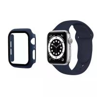 Чехол для Apple Watch 38mm со стеклом + силиконовый ремешок, темно-синий