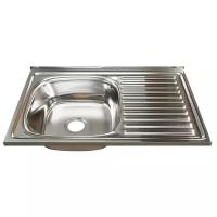 Врезная кухонная мойка Mixline 50х80 (0,8) 3 1/2 левая, 80х80см, нержавеющая сталь