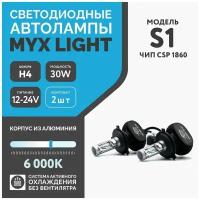 Светодиодные автомобильные лампы, цоколь H4 с напряжением 12/24V MYX Light S1, мощность 36W, чип CSP 1860, температура цвета 6000K, цена за 2шт