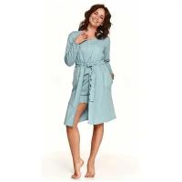 Фактурный женский халат на запахе Taro 2535 ss21, размер 46, цвет Голубой