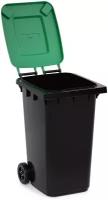 Бак для мусора Альтернатива, на колесах, 240 л, черно-зеленый