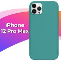 Силиконовый защитный чехол на телефон Apple iPhone 12 Pro Max / Противоударный матовый кейс с покрытием Soft Touch для смартфона Эпл Айфон 12 Про Макс / Хвойно-зеленый