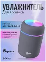 Увлажнитель и очиститель воздуха ночник портативный, ультразвуковой, настольный H2O с ароматизацией для дома (черный)