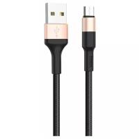 Кабель Hoco X26 Xpress, USB - microUSB, 1м, черный/золотистый