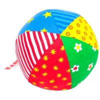 Игрушки из ткани Мякиши Развивающий мягкая погремушка «Мяч Радуга», цвета микс