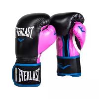 Боксерские перчатки Everlast тренировочные Powerlock Pu черно-розовые 10 унций