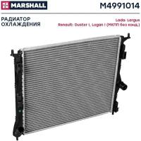 Радиатор охлаждения MARSHALL M4991014 Lada: Largus Renault: Duster I, Logan I (МКПП без конд.); кросс-номер Nissens 637609; OEM 8200735038